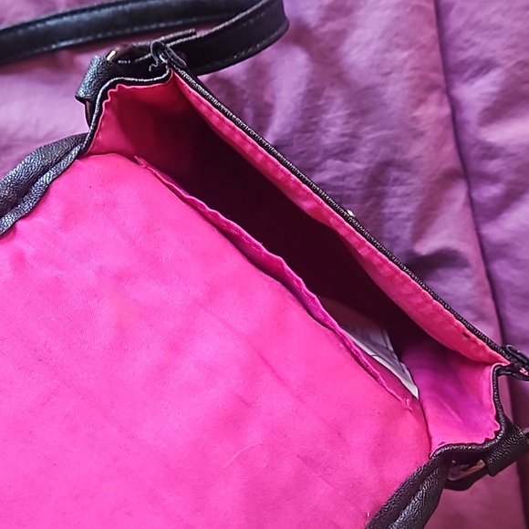 Mark / Avon black crossbody minibag with silvertone metal studs on front flap - Picture 5 of 16